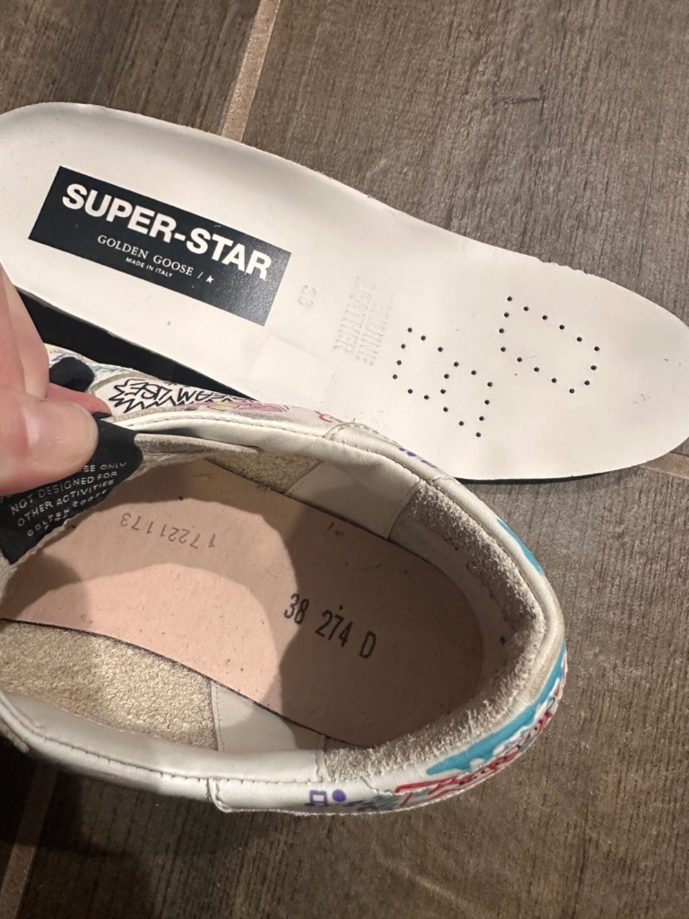 Golden Goose Graffiti Lace-Up Sneakers - Black Laces VGUC slight creasing - Picture 14 of 14